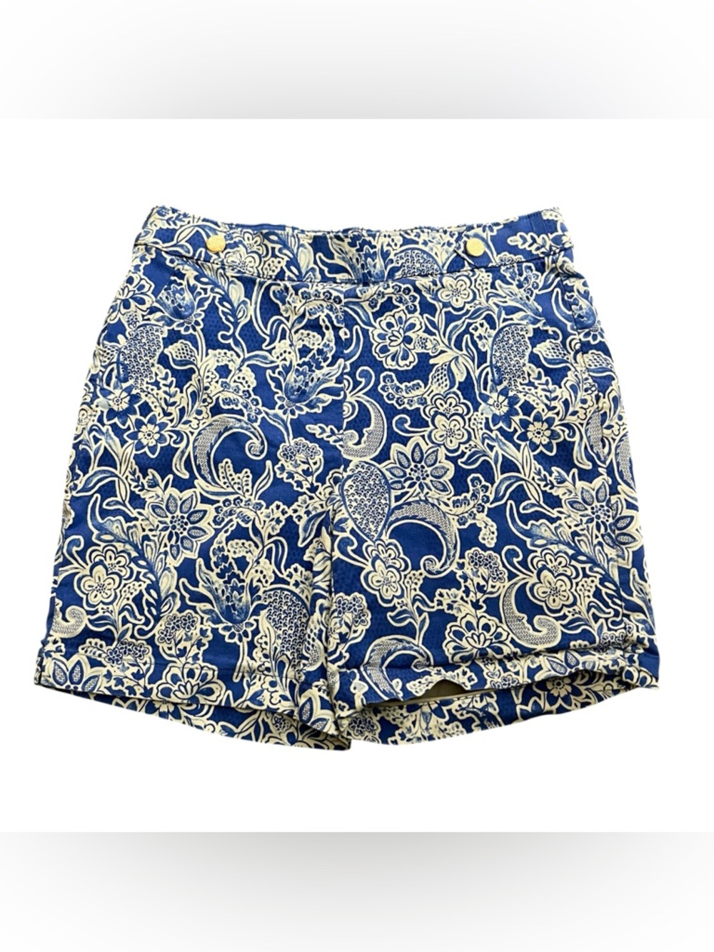 Rafaella Women's Size 8 Amparo Blue Paisley Floral Stretch‎ Bermuda Shorts